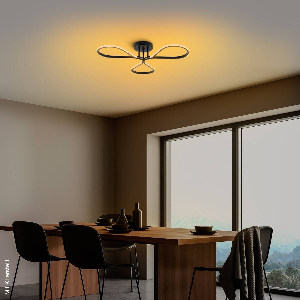 Opviq LED-Pendelleuchte schwarz B/H/T: ca. 68x14x68 cm 3 Brennstellen