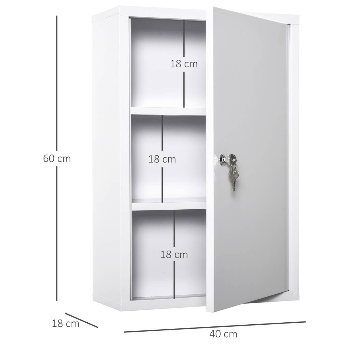 Medizinschrank weiß Polypropylen B/H/L: ca. 18x40x60 cm