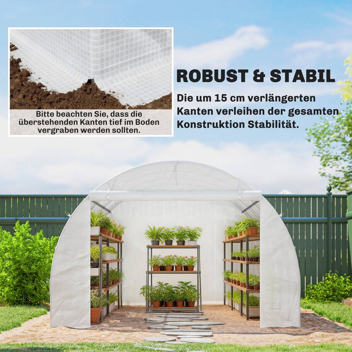 Outsunny Gewächshausfolie B/H/T/L: ca. 300x200x300x300 cm weiß