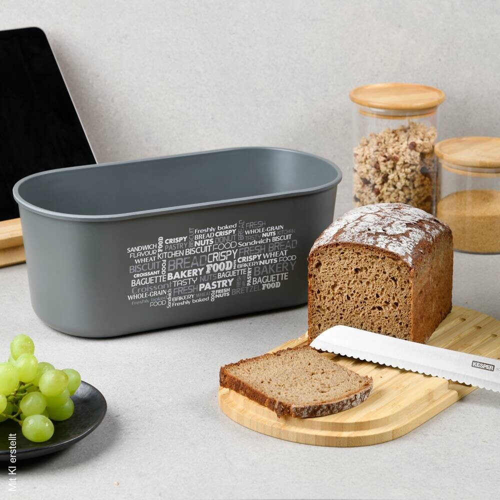 Kesper Brotbox grau Kunststoff B/H/L: ca. 20x14,5x34 cm