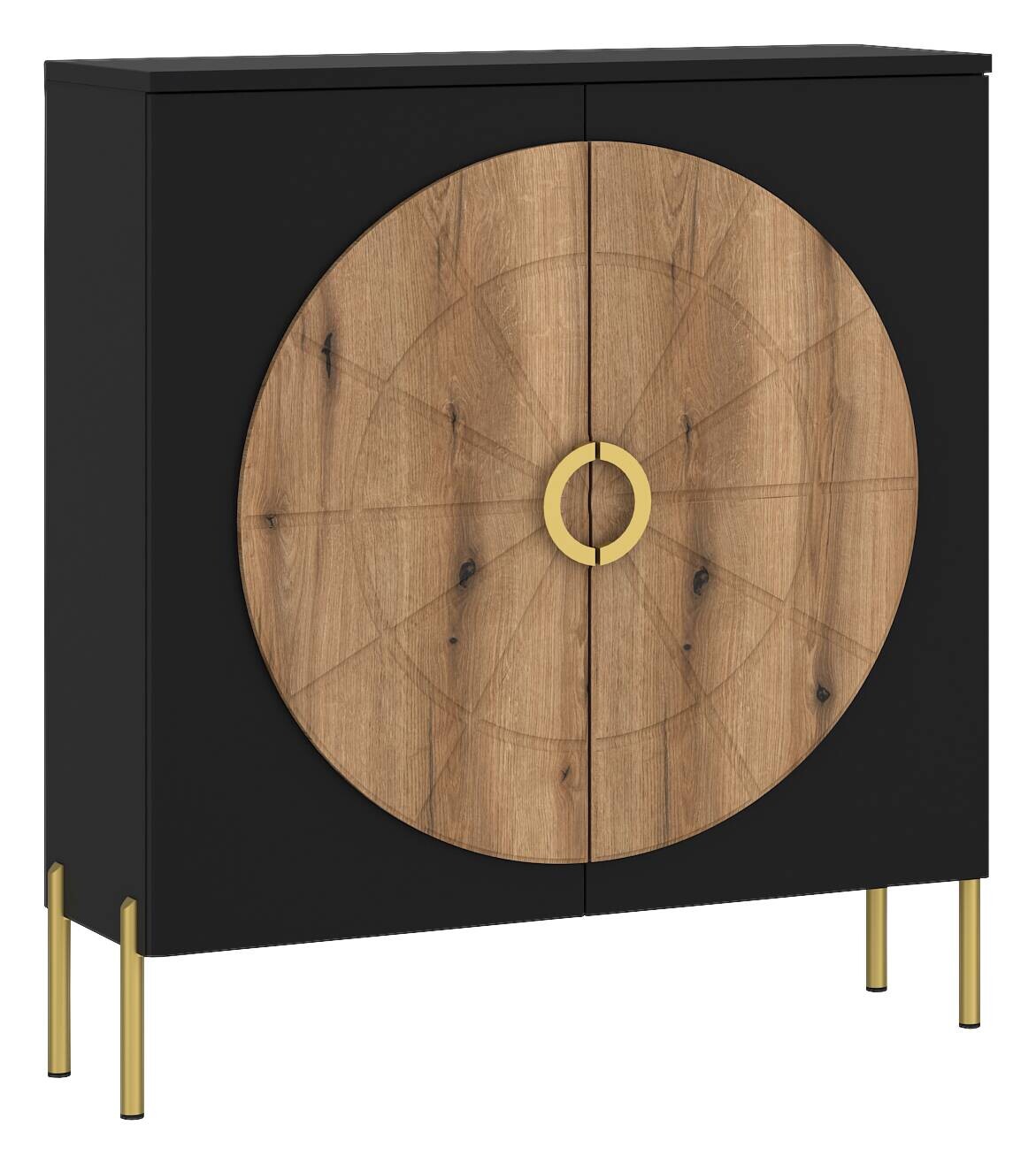 Kommode Hong Kong schwarz matt Eiche Evoke Oak Nachbildung B/H/T: ca. 100x113x38 cm