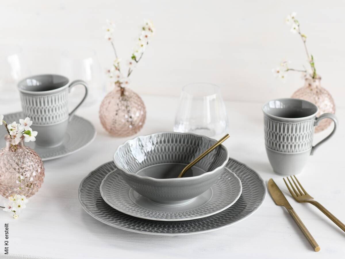 CreaTable Kombiservice Sofia grau Porzellan 16 tlg.