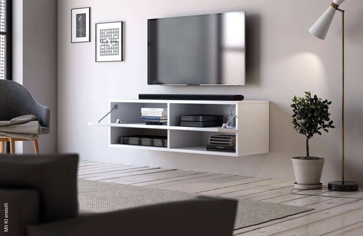 TV-Board Derby weiß matt weiß Hochglanz B/H/T: ca. 100x30x31 cm