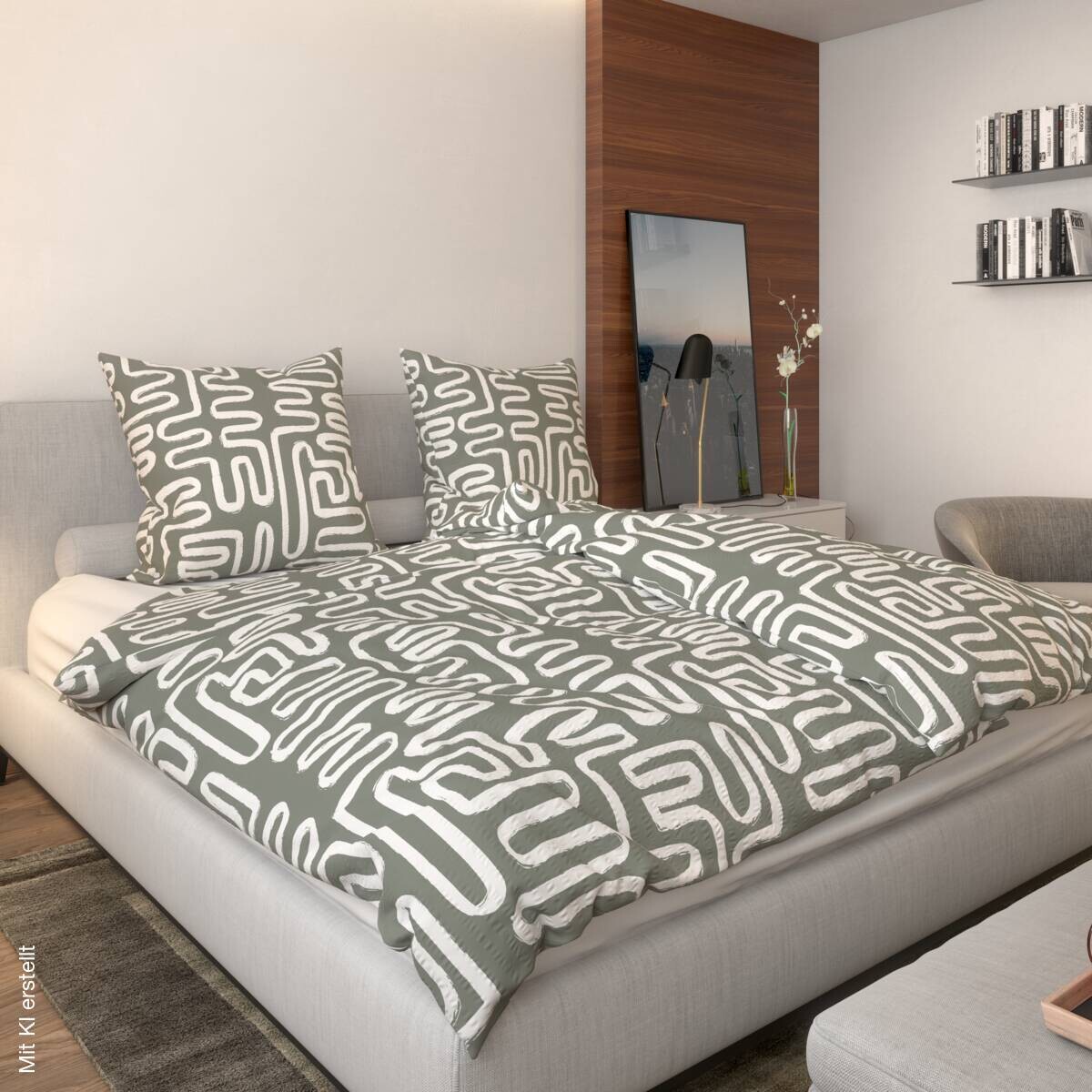 Microfaser Bettwäsche Seersucker grau weiß 100% Polyester B/L: ca. 135x200 cm