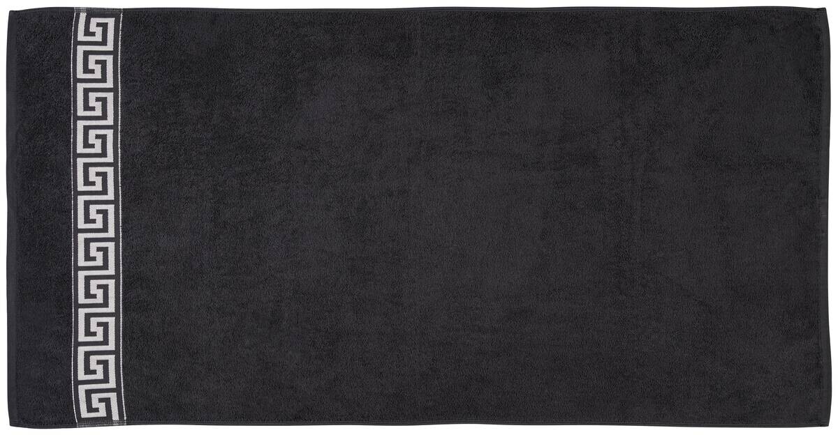 POCOline Duschtuch Mäander schwarz 100% Baumwolle B/L: ca. 70x140 cm