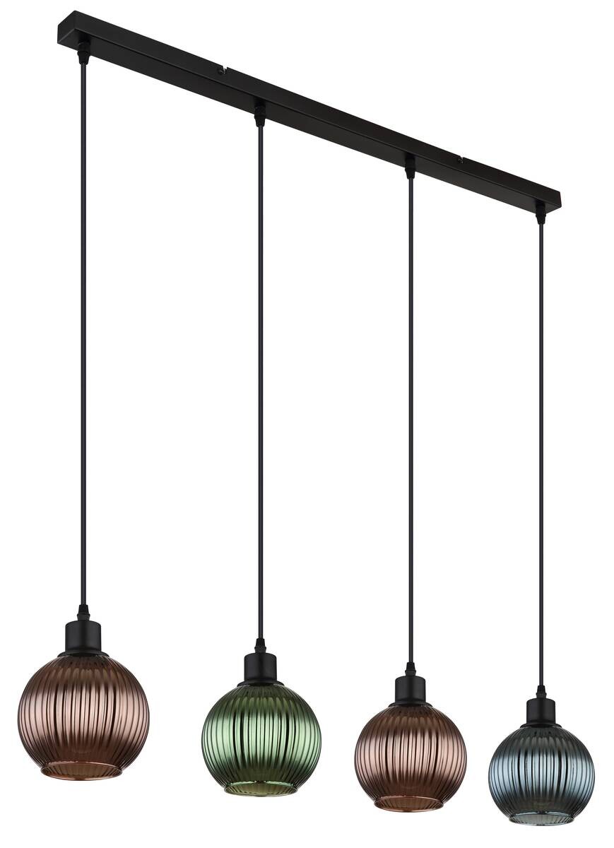 GLOBO Pendelleuchte Zumba Metall Glas B/H/L: ca. 15x120x90 cm E27 4 Brennstellen