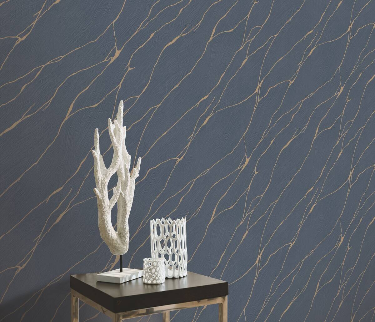 Erismann Vliestapete Marmoroptik blau B/L: ca. 53x1005 cm