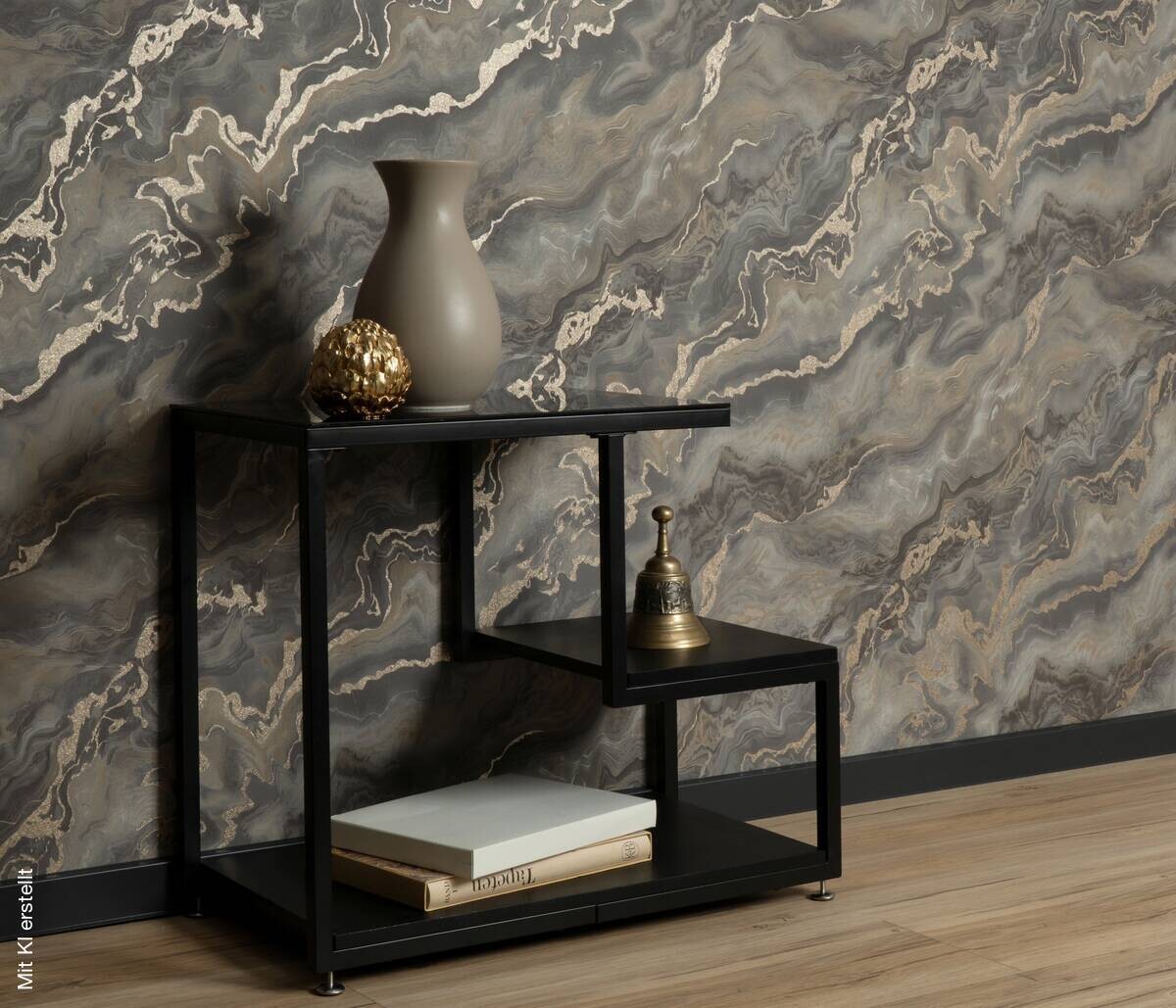 Vliestapete Marmor grau gold B/L: ca. 53x1005 cm