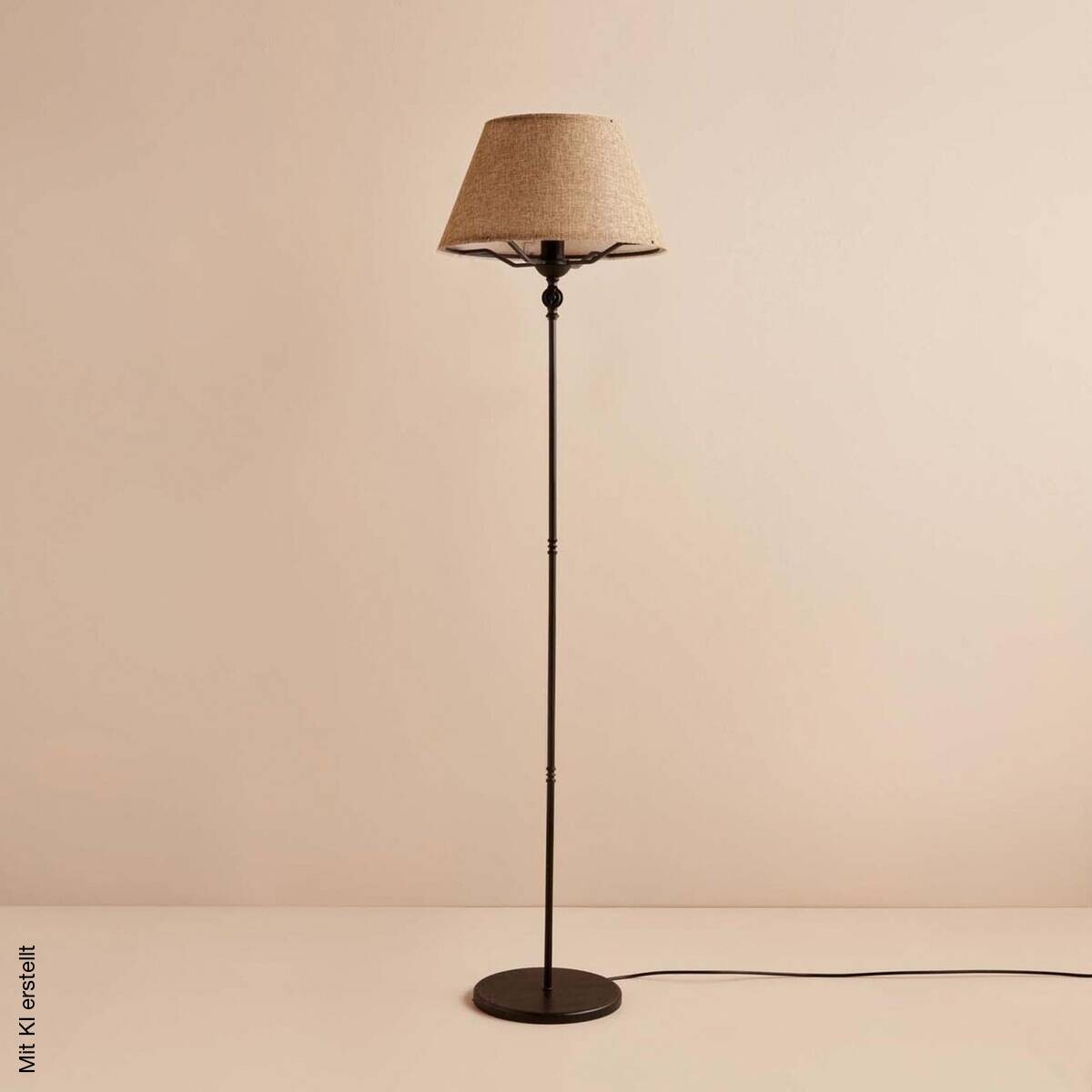 Opviq Stehlampe beige schwarz Metall PVC B/H/T/L/D: ca. 38x150x38x38x38 cm E27 1 Brennstellen