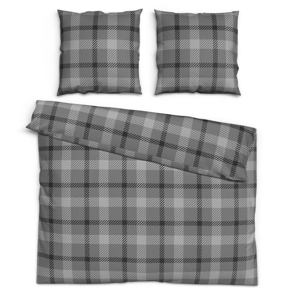 Baumwoll Bettwäsche Biber dunkelgrau 100% Baumwolle B/L: ca. 200x200 cm
