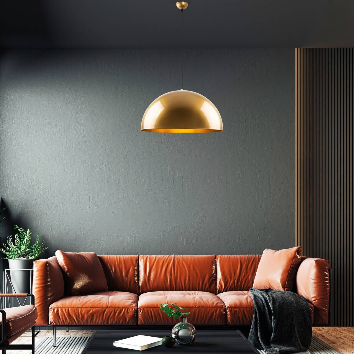 Opviq Pendelleuchte Kure gold B/H/T/L/D: ca. 60x126x60x60x60 cm E27 1 Brennstellen