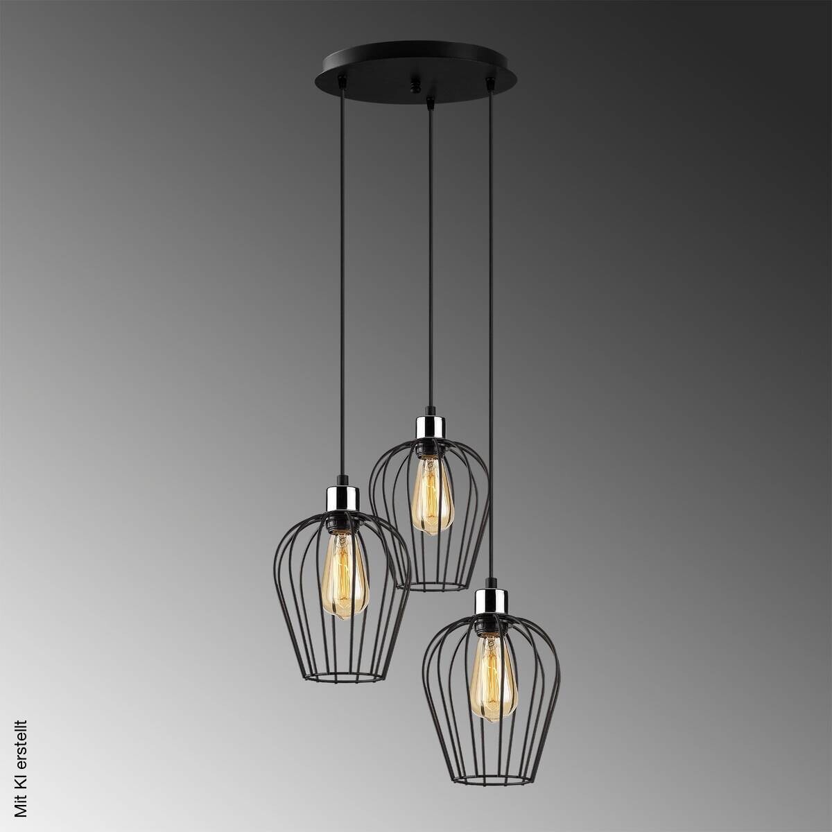 Opviq Pendelleuchte Tel-6706 schwarz B/H/T/L/D: ca. 41x115x41x41x41 cm E27 3 Brennstellen