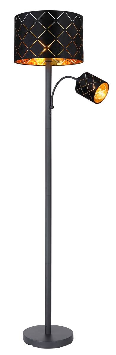 GLOBO Stehlampe Sunnas schwarz Metall H/D: ca. 162x35 cm E27 2 Brennstellen