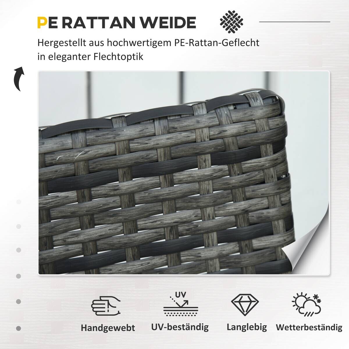 Outsunny Sitzgruppe grau Polyrattan B/H/L: ca. 57x63x76 cm