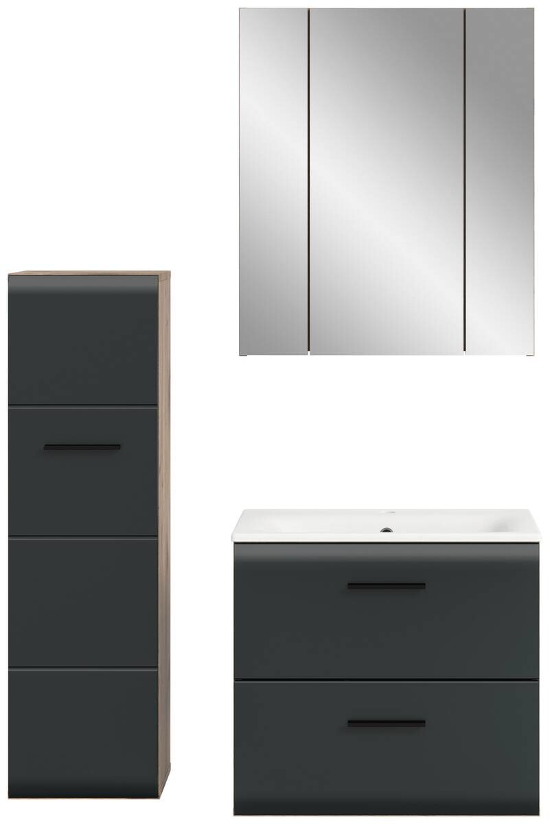 Badezimmer-Set Ice Nox Oak Nachbildung schwarz matt B/H/T: ca. 105x185x46 cm