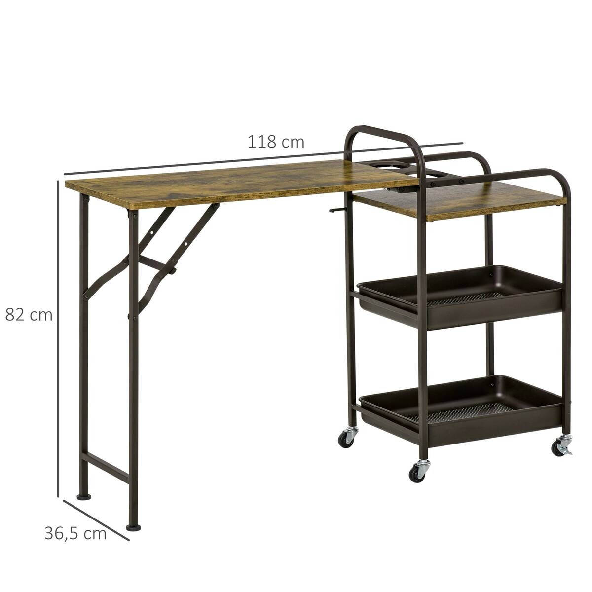 HOMCOM Küchenwagen braun Polypropylen B/H/L: ca. 36,5x118x82 cm