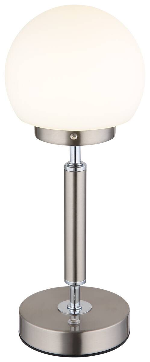 GLOBO LED-Tischleuchte Opal nickel matt Kunststoff Metall Glas H/D: ca. 28,5x11,5 cm 1 Brennstellen