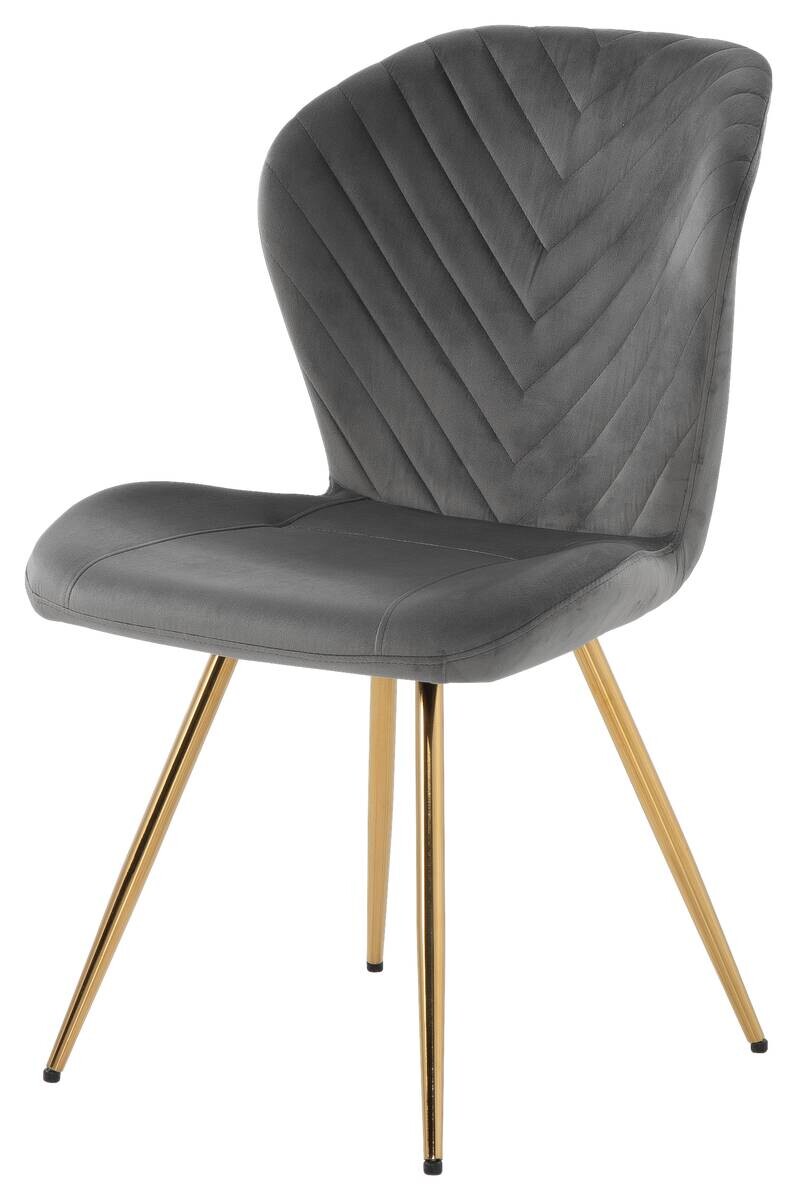 Stuhl grau gold Metall Samtoptik