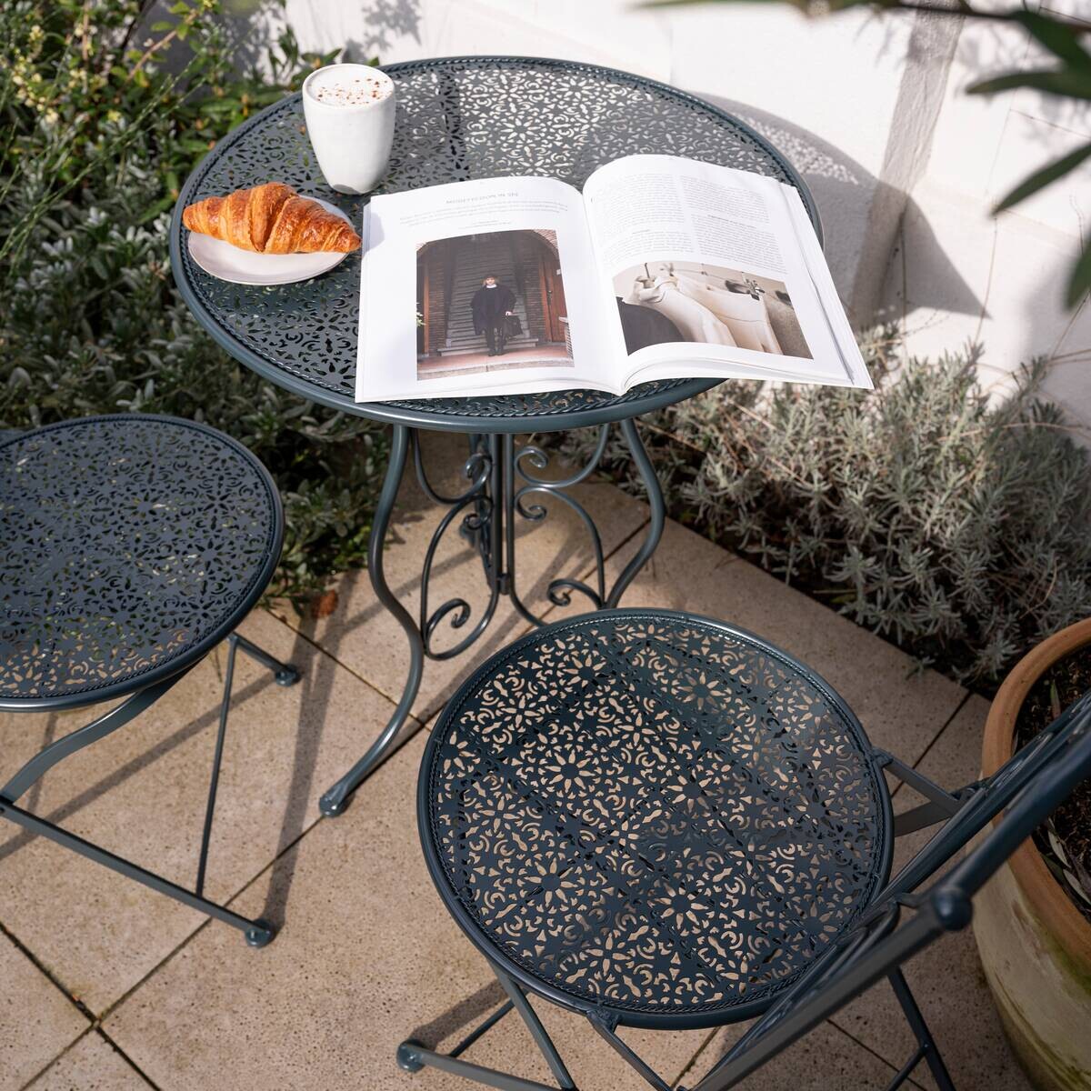 AXI Outdoor Living Bistroset Eloise anthrazit Metall B/H/L: ca. 60x92x60 cm