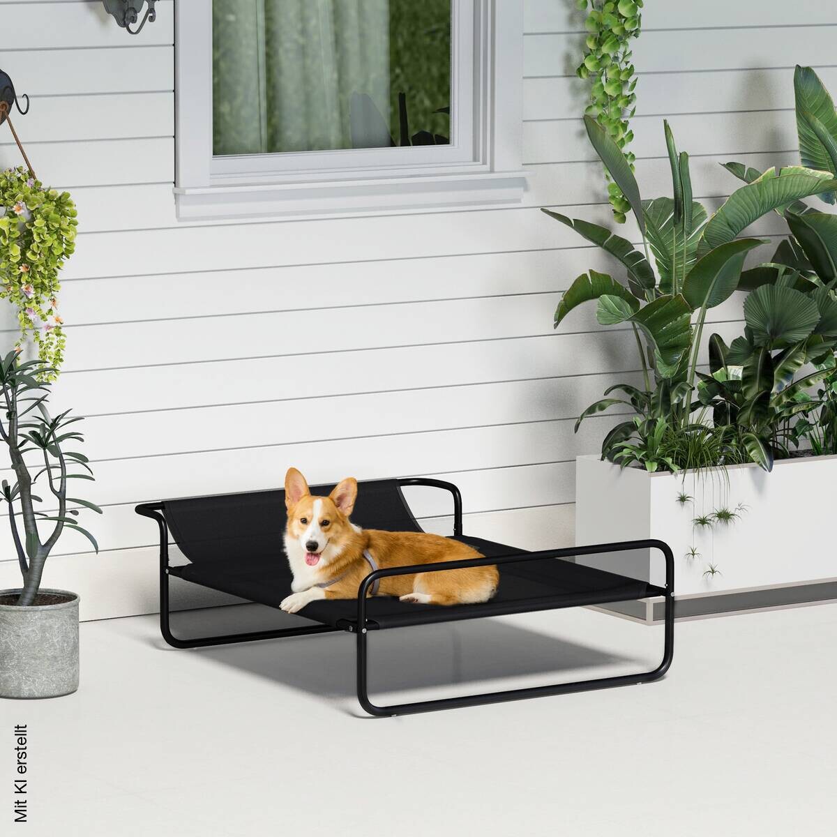 PawHut Hundeliege schwarz Stahl B/H/L: ca. 69x29x91 cm