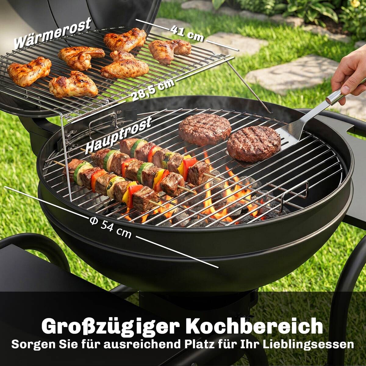 Outsunny Grill Metall B/H/L: ca. 63,5x106,5x129 cm