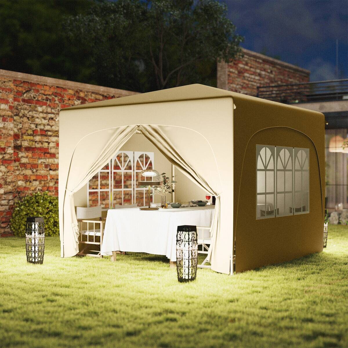 Outsunny Pavillon sand Metall B/H/L: ca. 300x273x300 cm