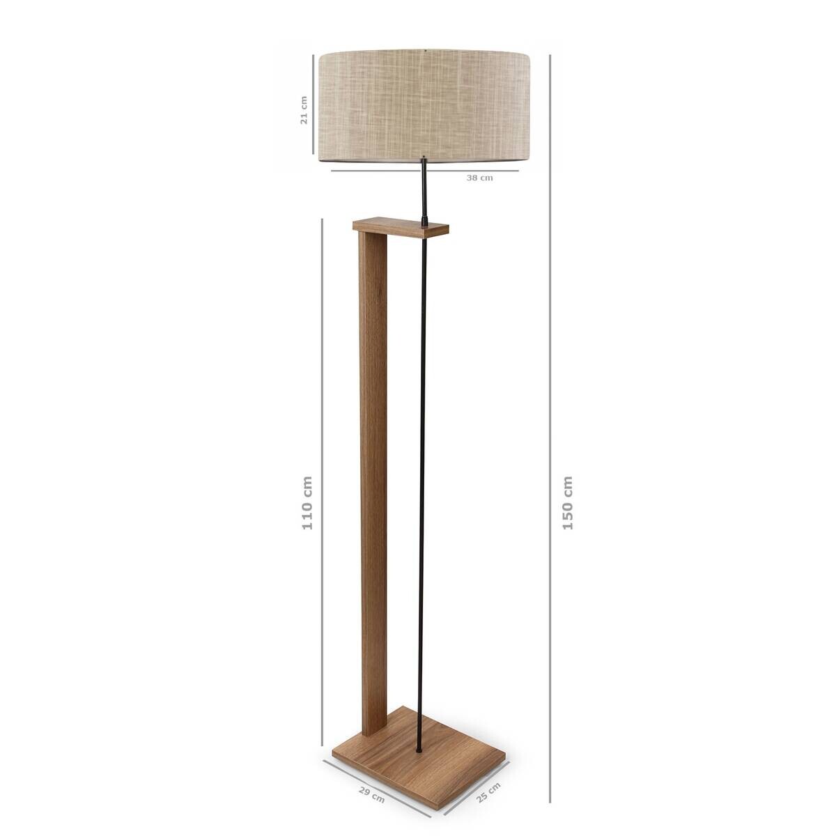 Opviq Stehlampe Holzoptik beige MDF PVC B/H/T/L/D: ca. 38x150x38x38x38 cm E27 1 Brennstellen