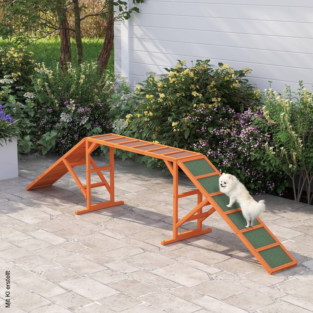 PawHut Hunde Agility Steg orange Holz B/H/L: ca. 55x60x335 cm