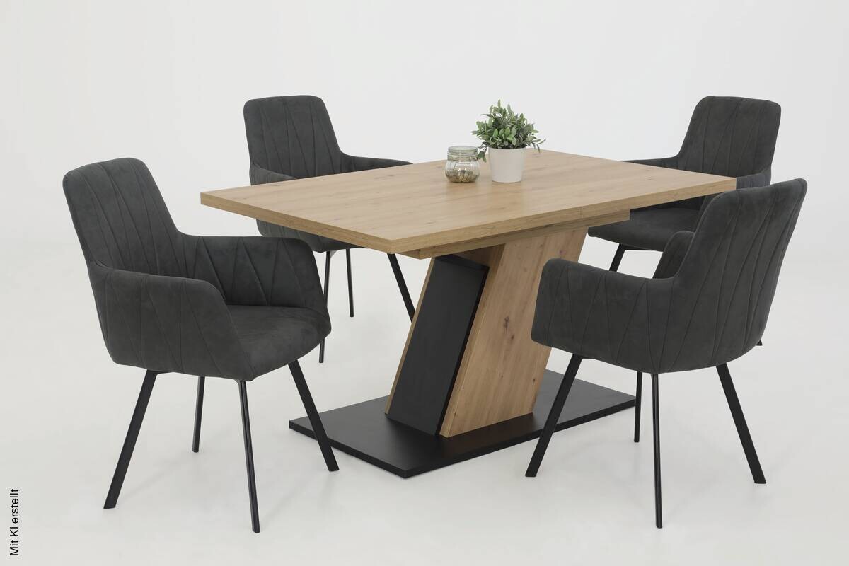 Essgruppe Gesa II Eiche anthrazit Holzwerkstoff B/H/T: ca. 180x76x90 cm