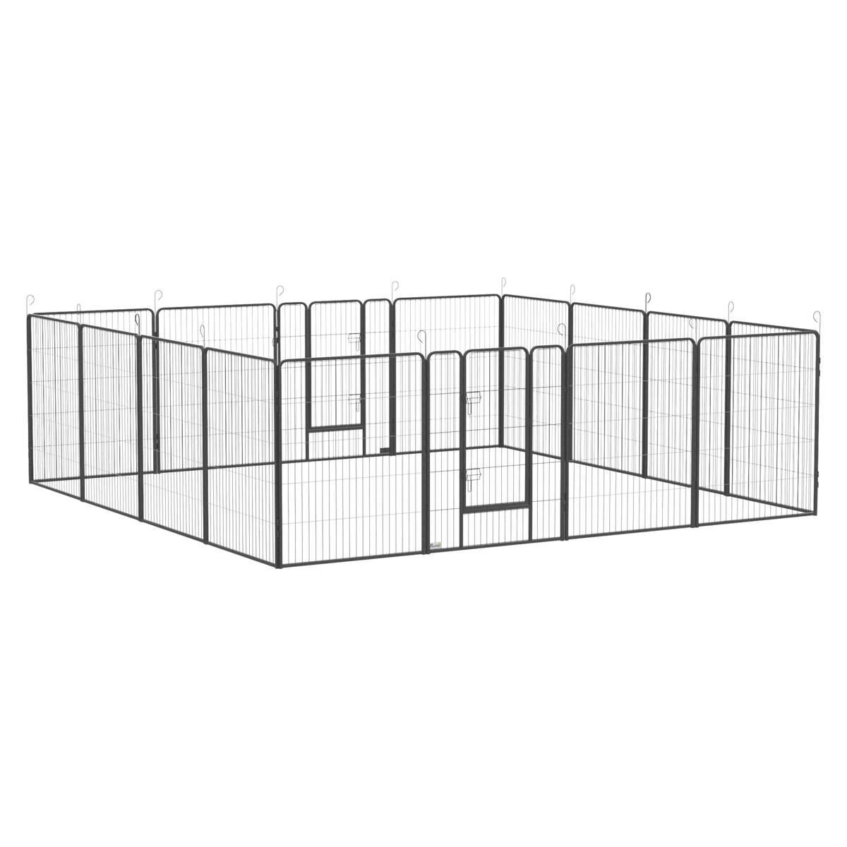 PawHut Gehege grau Edelstahl B/H/L: ca. 320x320x100 cm