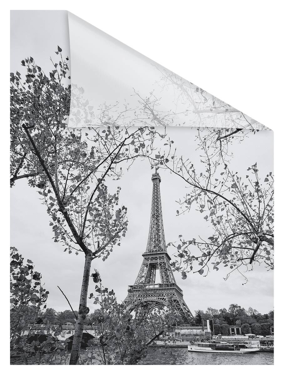 LICHTBLICK Fensterfolie Paris Paris Paris schwarz weiß B/L: ca. 100x180 cm