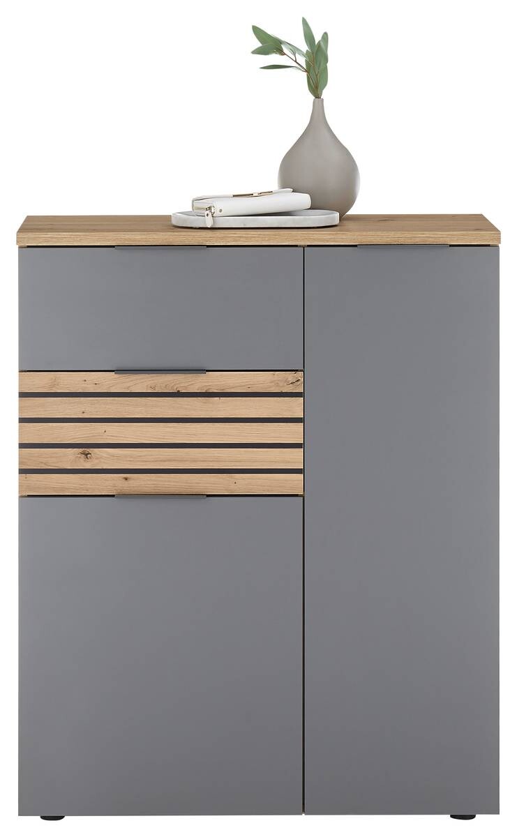 Schuhkommode Milan Eiche Artisan Nachbildung grau B/H/T: ca. 85x105x38 cm