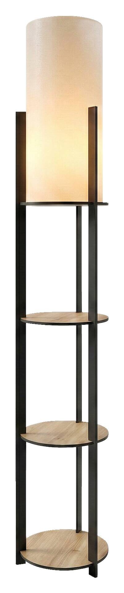 Opviq Stehleuchte Eiche PVC MDF B/H/T/L/D: ca. 17x135x17x17x17 cm E27 1 Brennstellen