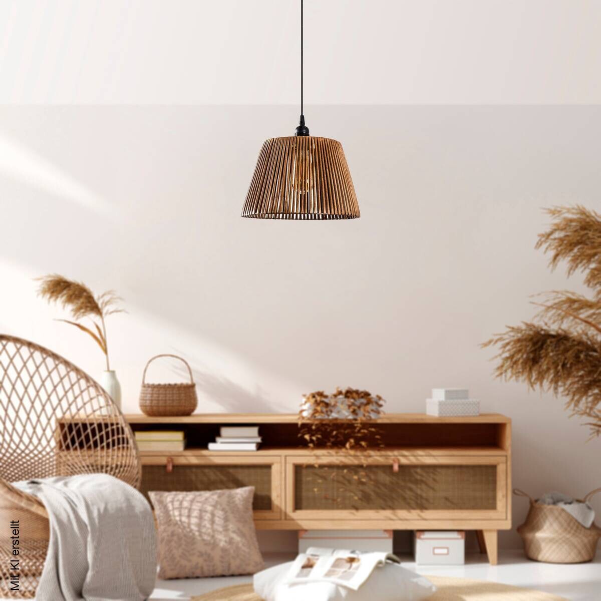 Opviq Pendelleuchte Cone Natural kamel Metall B/H/T/L/D: ca. 30x65x30x30x30 cm E27 1 Brennstellen