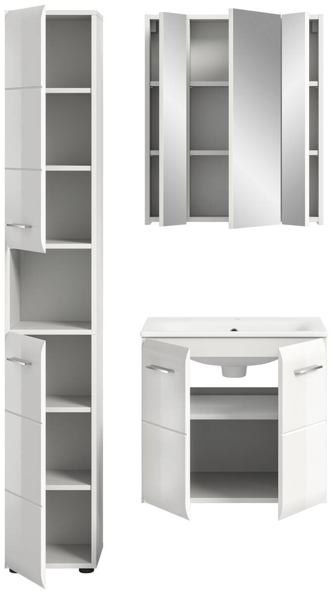 Badezimmer-Set Ice weiß weiß Hochglanz B/H/T: ca. 105x185x46 cm