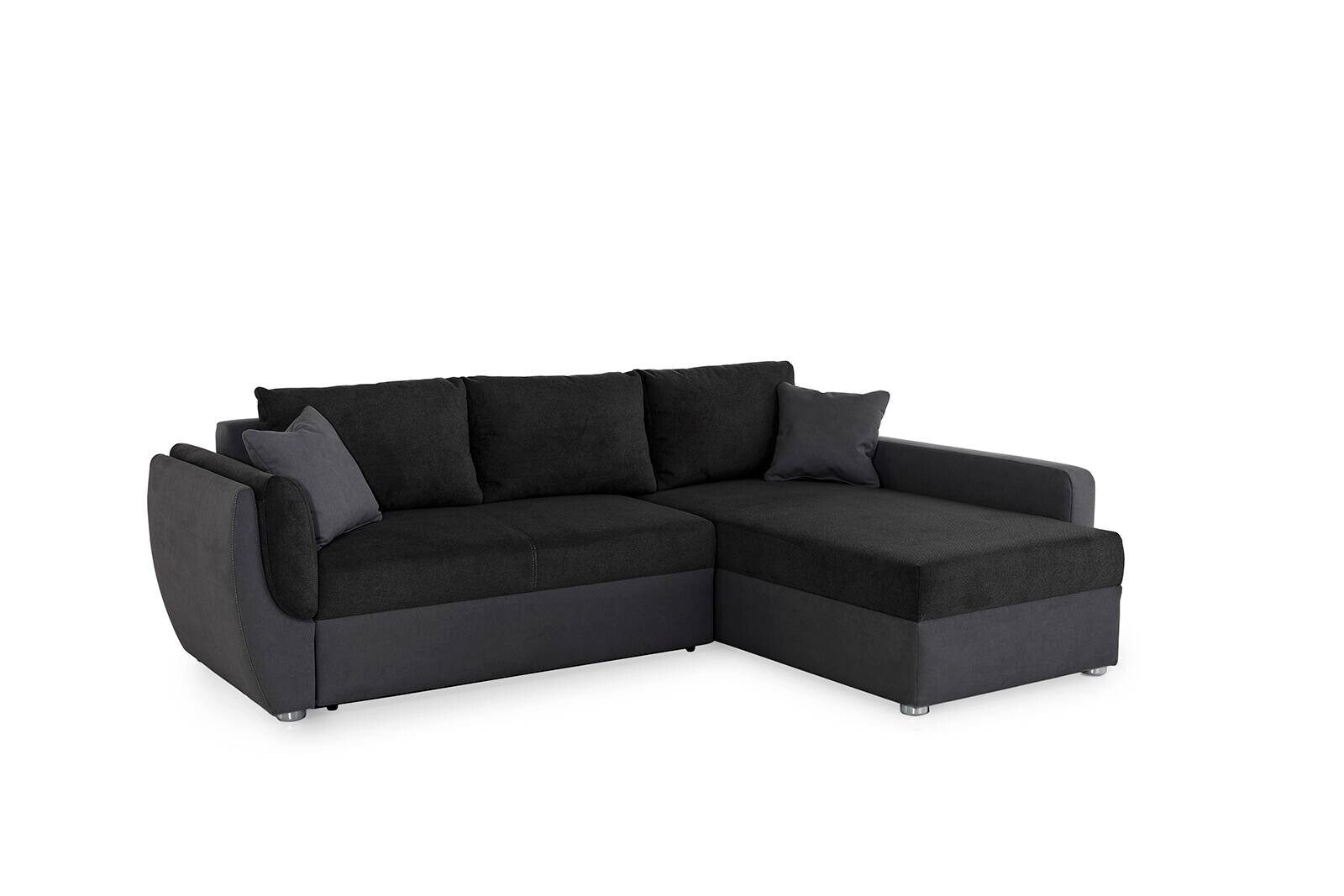 Ecksofa mit Bettfunktion und Bettkasten schwarz Polyester B/H/T: ca. 247x82x178 cm