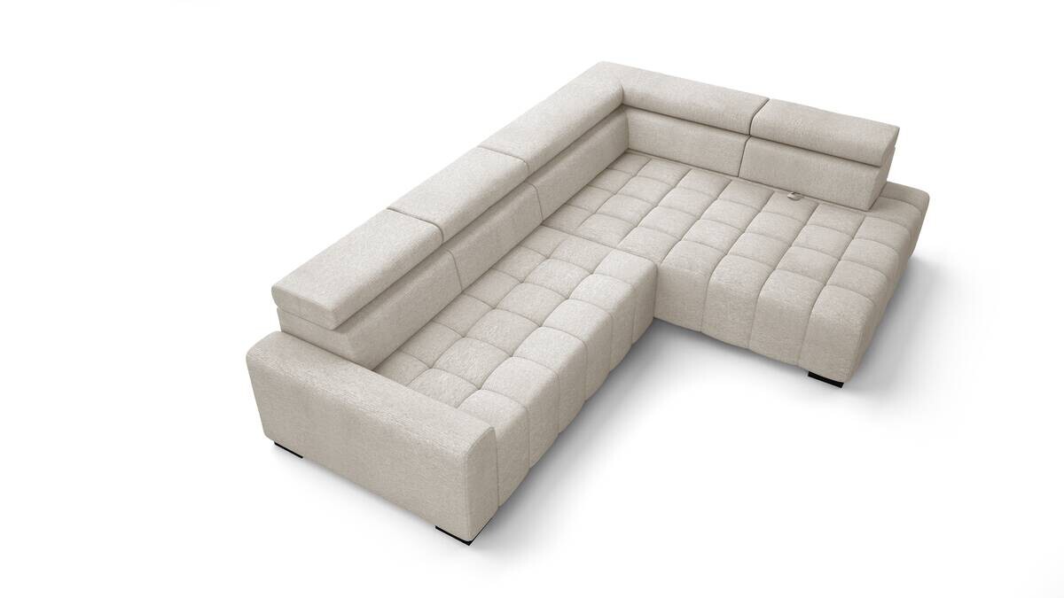 Ecksofa mit Bettfunktion beige Flachgewebe B/T: ca. 300x210 cm