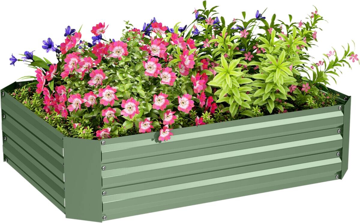 Outsunny Hochbeet dunkelgrün Stahl B/H/L: ca. 90x30x120 cm