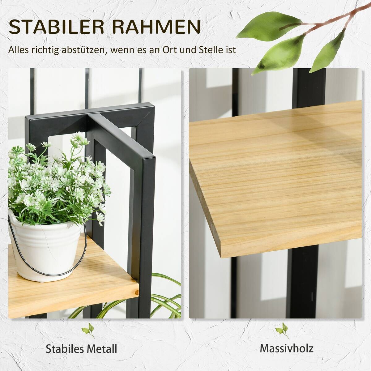 Outsunny Blumenständer Holzoptik Holz B/H/L: ca. 25x110x45 cm