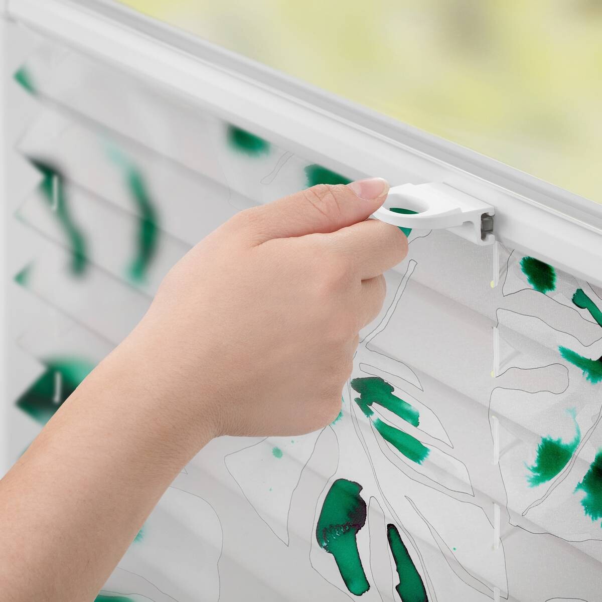 LICHTBLICK Spannplissee Monstera grün B/L: ca. 90x130 cm