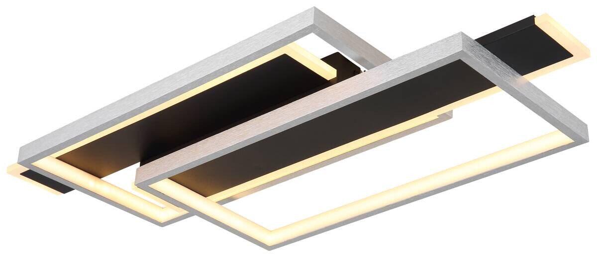GLOBO LED-Deckenleuchte FINNLEY 67187-40 mattschwarz Opal Metall Kunststoff B/H/L: ca. 62x8,2x27 cm 1 Brennstellen