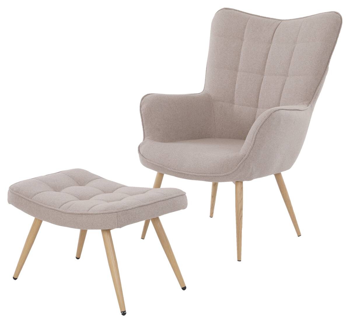 byLIVING Sessel UTA sand natur Stoff Metall B/H/T: ca. 72x97x80 cm