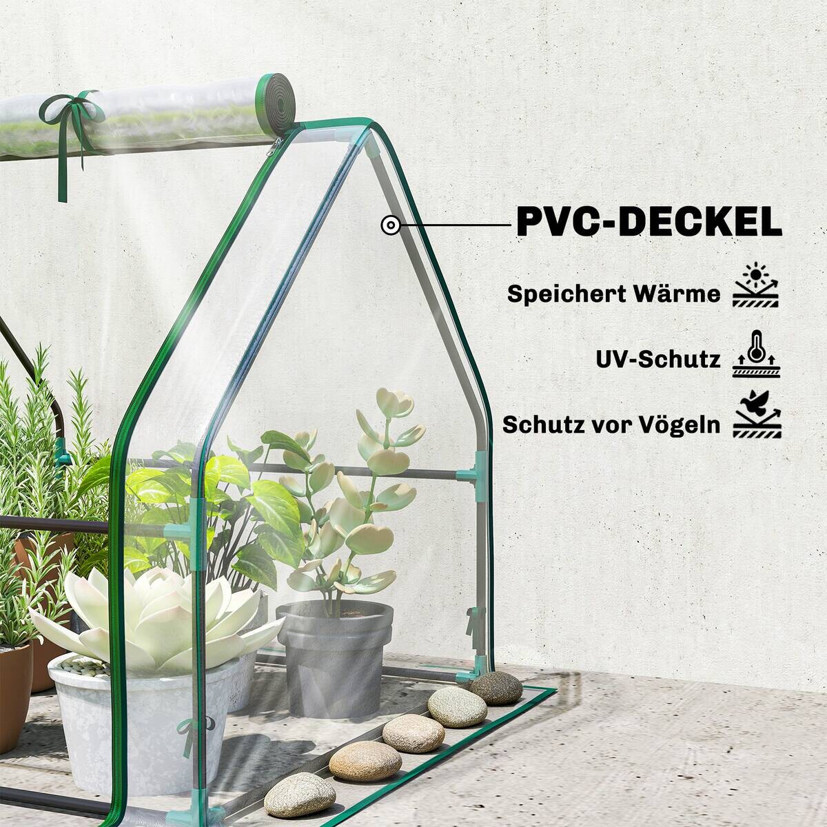 Outsunny Gewächshaus B/H/T/L: ca. 90x90x90x180 cm transparent