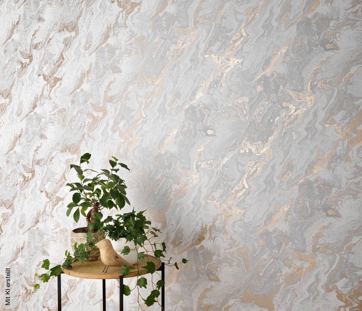 Erismann Vliestapete Marmoroptik weiß grau gold B/L: ca. 53x1005 cm