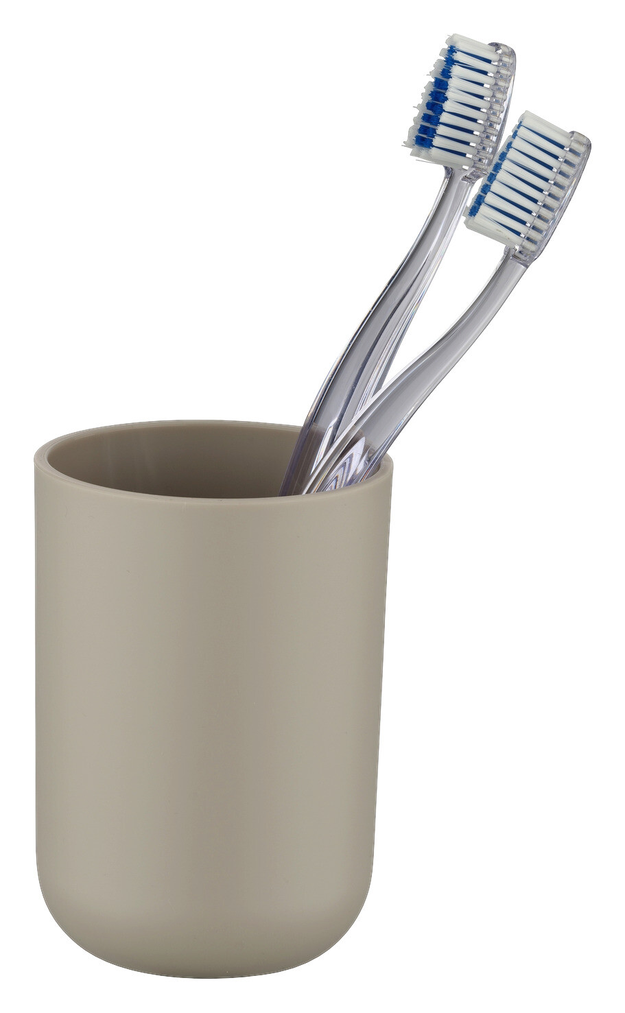 WENKO Zahnputzbecher taupe silber Kunststoff
