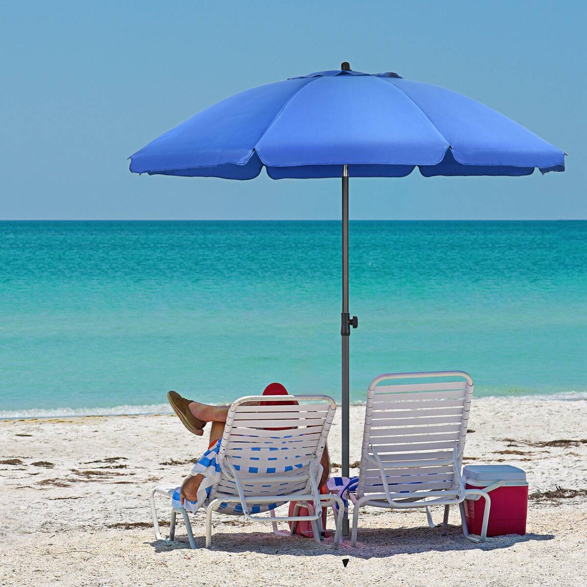 Outsunny Sonnenschirm blau Polyester B/H/L: ca. 180x209x180 cm