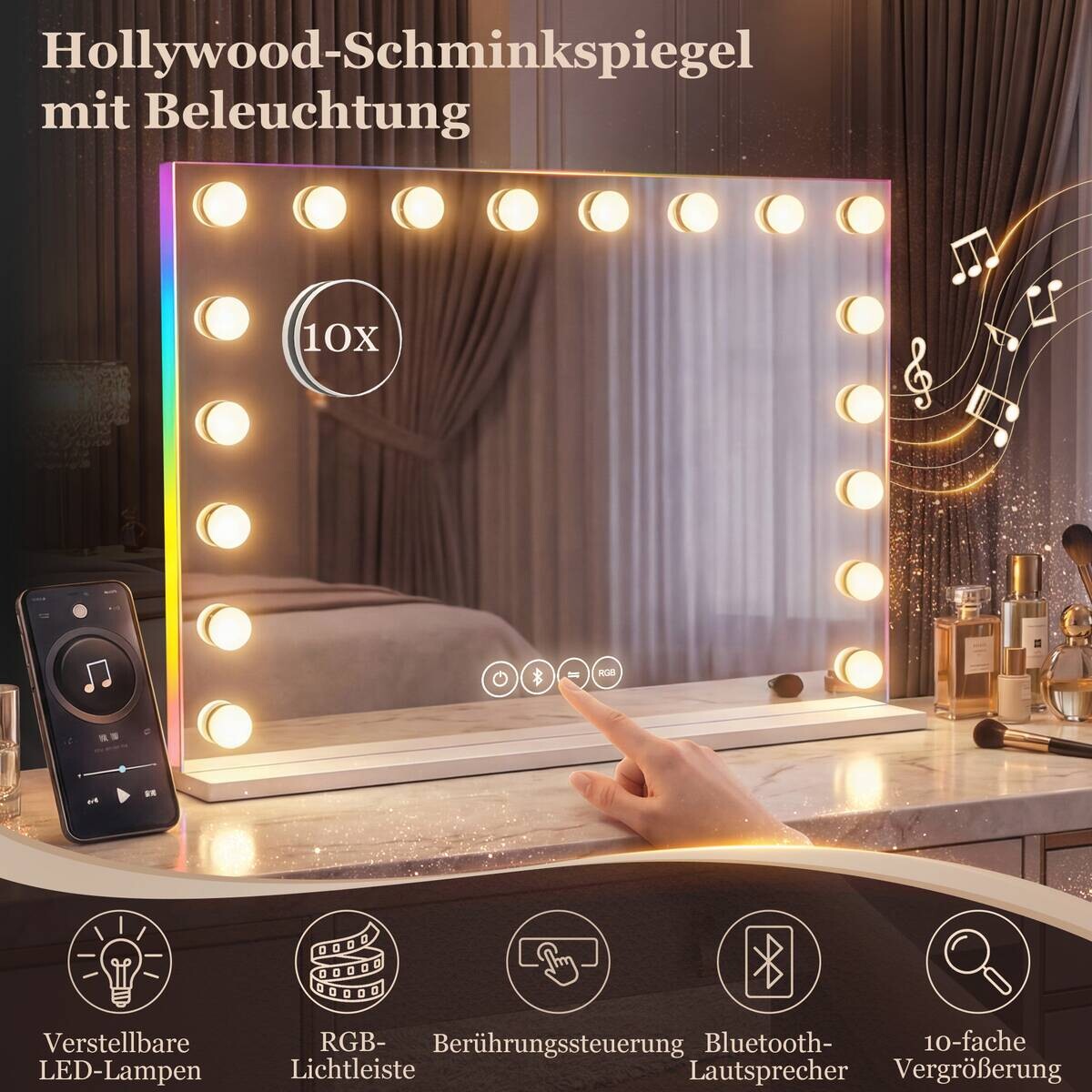 HOMCOM LED-Spiegel weiß B/H/L: ca. 14x60x80 cm