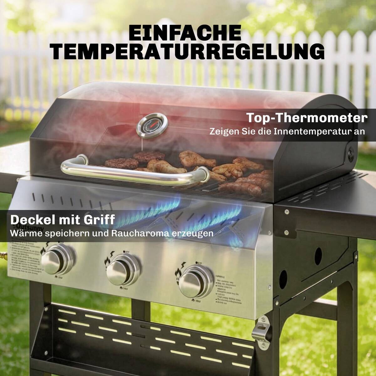 Outsunny Gasgrill Metall B/H/L: ca. 57x102x123 cm
