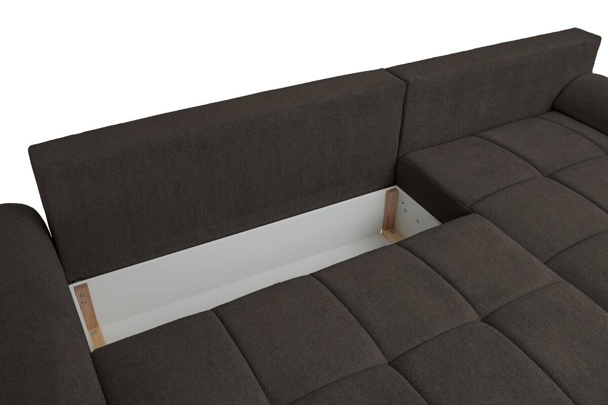 Ecksofa mit Bettfunktion und Bettkasten Lorenz braun Microfaser B/H/T: ca. 284x74x180 cm