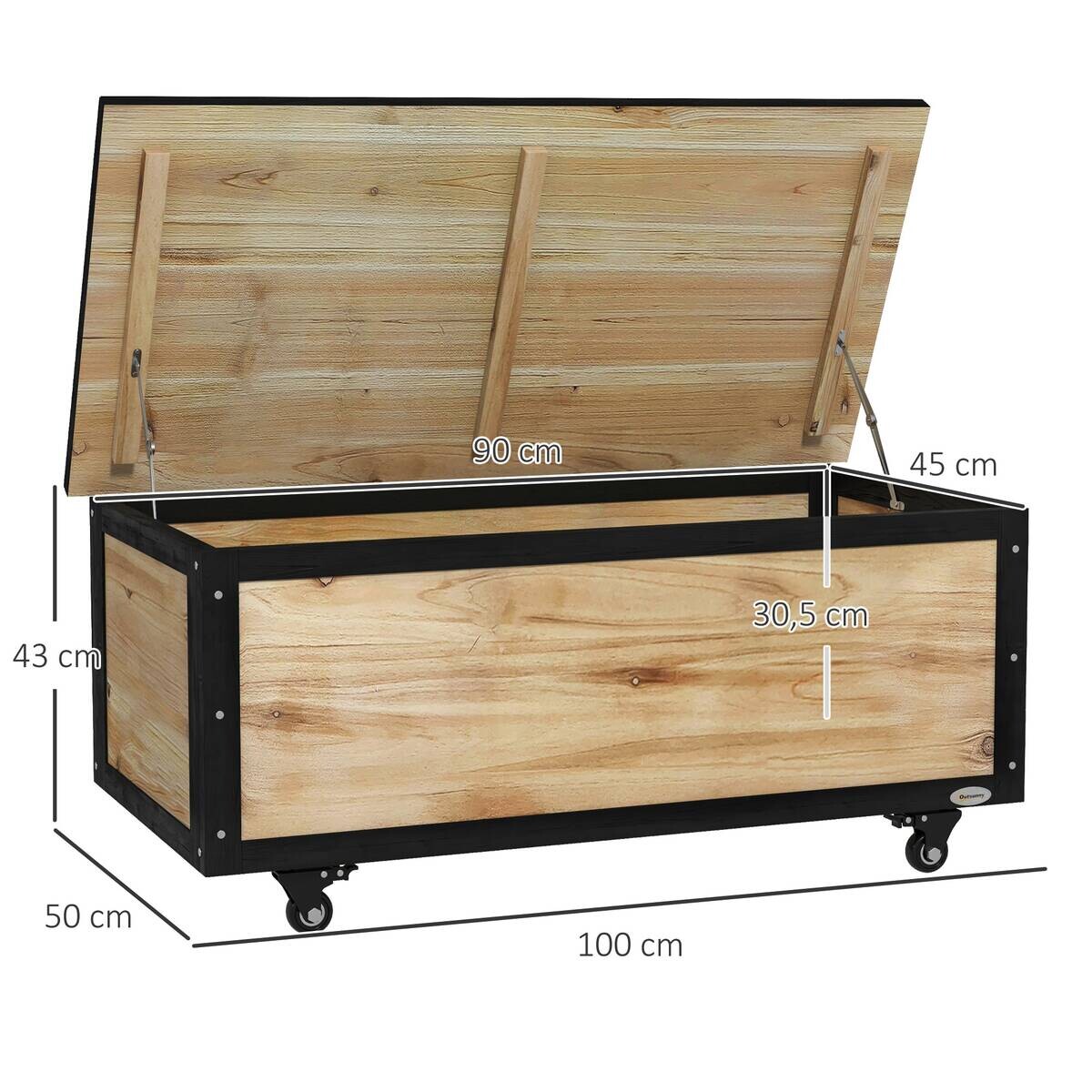 Outsunny Aufbewahrungsbox natur Polypropylen B/H/L: ca. 50x100x43 cm